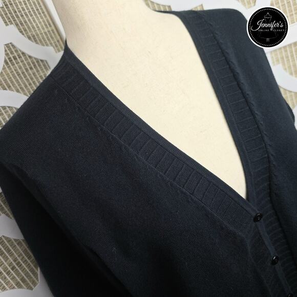 Rafaella Women's Ribbed V-Neck 3/4 Sleeve Cardigan Size L - Picture 2 of 8